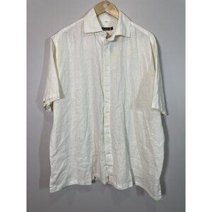 Island Importer Mens Linen‎ Shirt XXL White Casual Beach Summer Short Sleeve